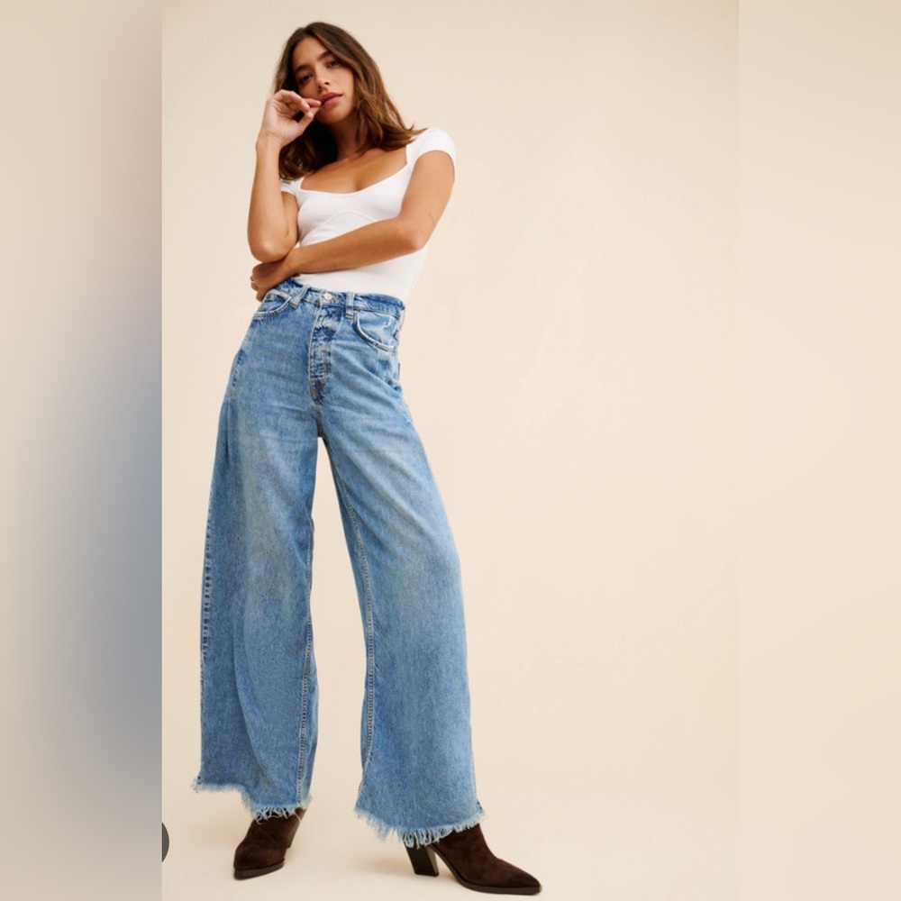We The Free Light Blue Wide Leg Flare Jeans